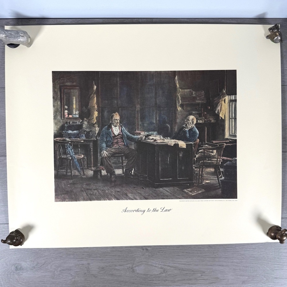 Lawyers Art Shop According to the Law Print 24x19 Vintage Legal Art Baltimore MD